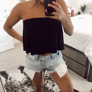 black strapless top